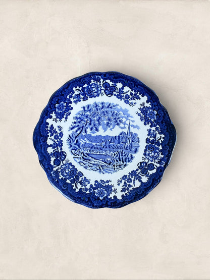 English Royal Worcester & Spode “Avon Scenes” Blue & White Dinner Plate