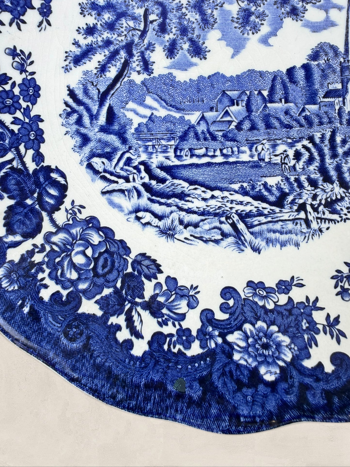 English Royal Worcester & Spode “Avon Scenes” Blue & White Dinner Plate