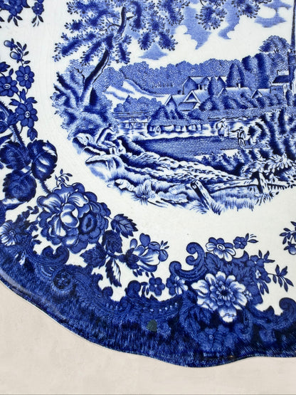 English Royal Worcester & Spode “Avon Scenes” Blue & White Dinner Plate