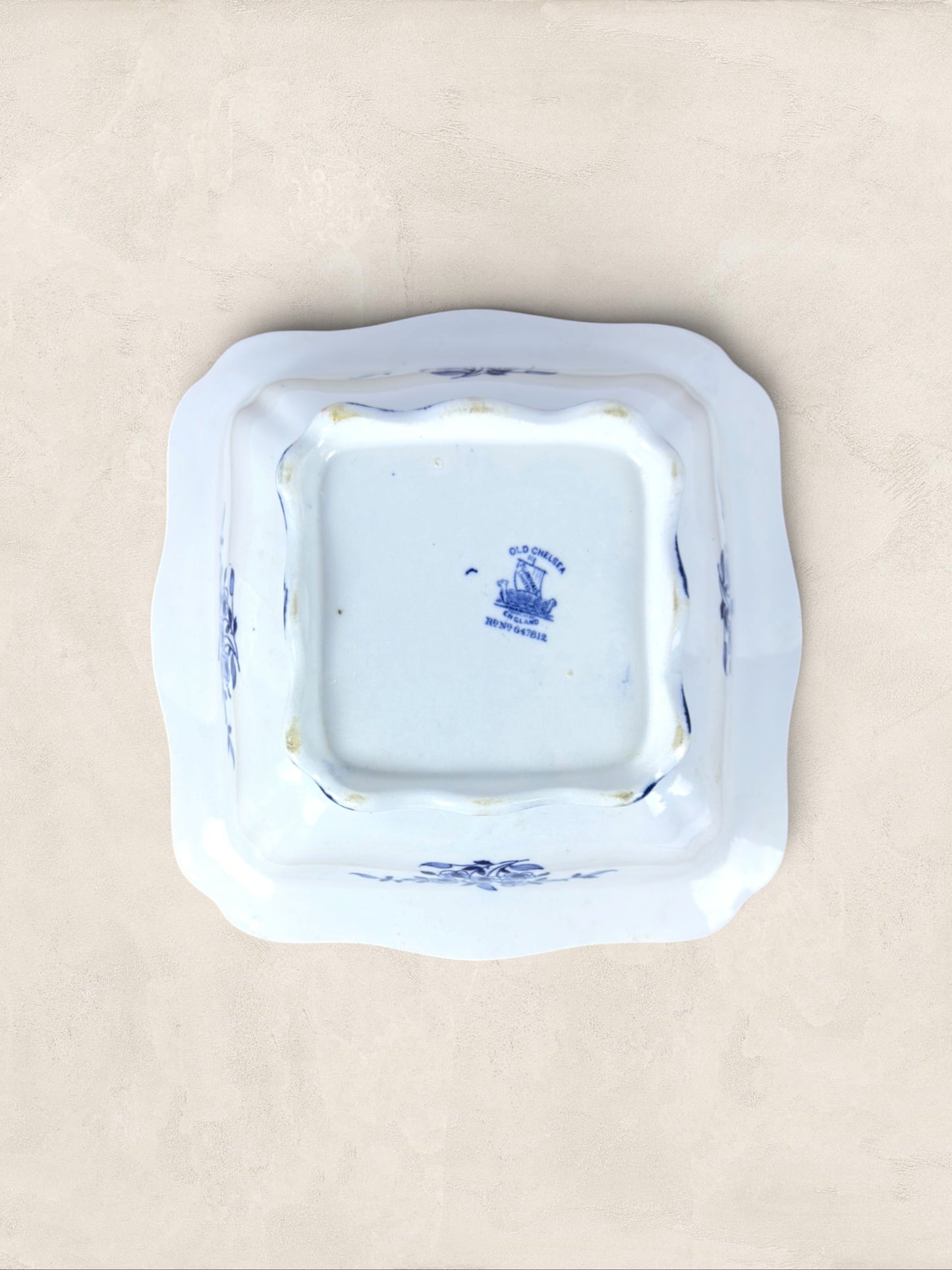 English Blue and White Transferware Serving Dish