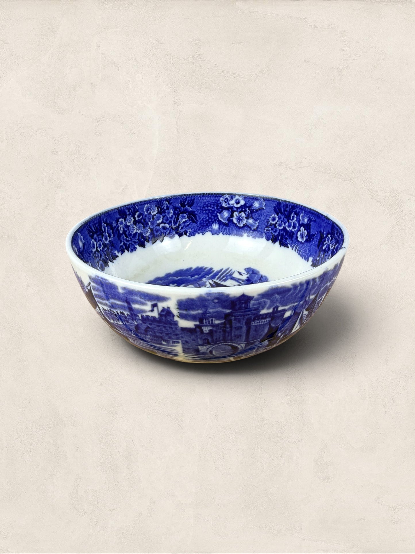 English W. H. Grindley Ferrara Blue & White Transferware Serving Bowl