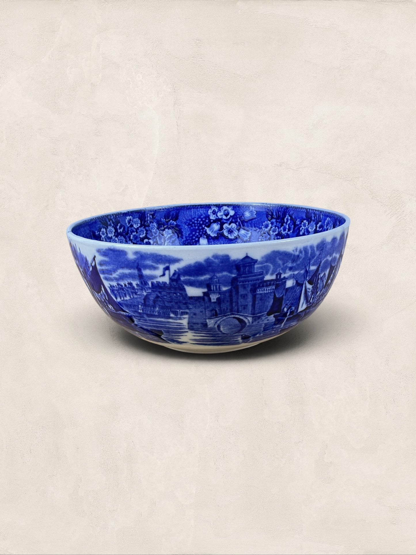 English W. H. Grindley Ferrara Blue & White Transferware Serving Bowl