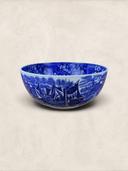 English W. H. Grindley Ferrara Blue & White Transferware Serving Bowl
