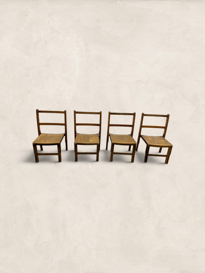 English Pine Children's Chairs, Set of Four