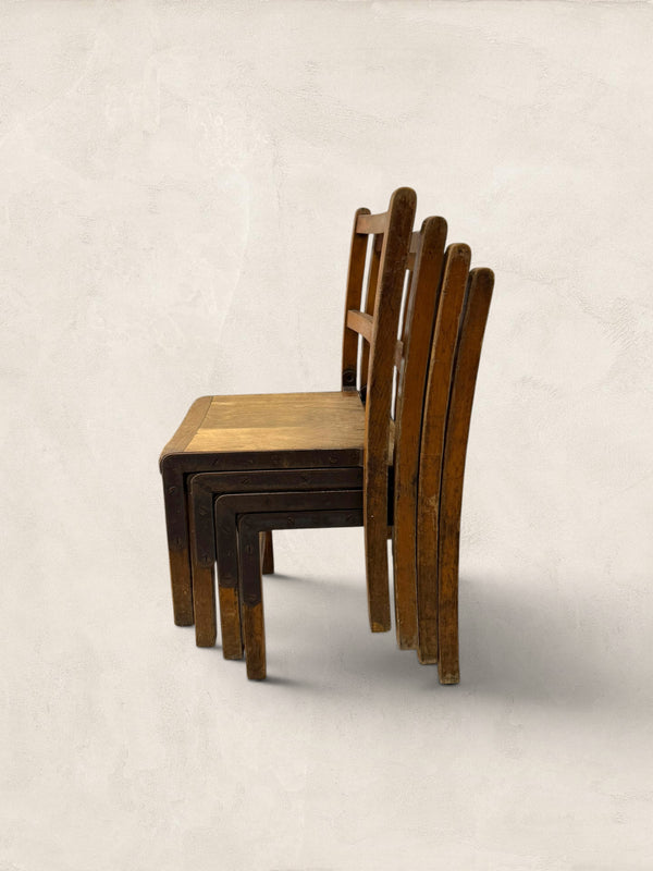 English Pine Children's Chairs, Set of Four