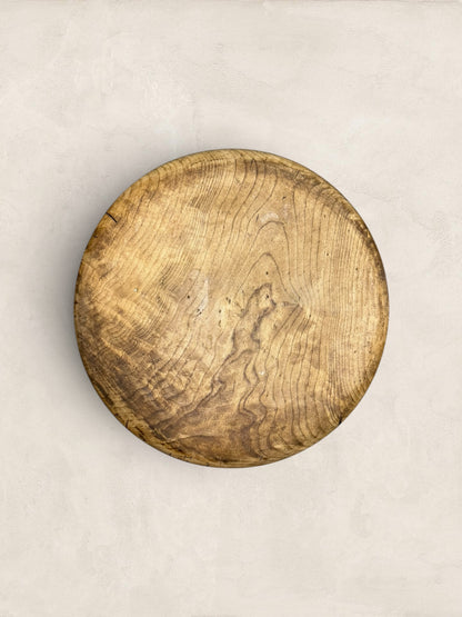 English Elm Milking Stool with Turned Legs