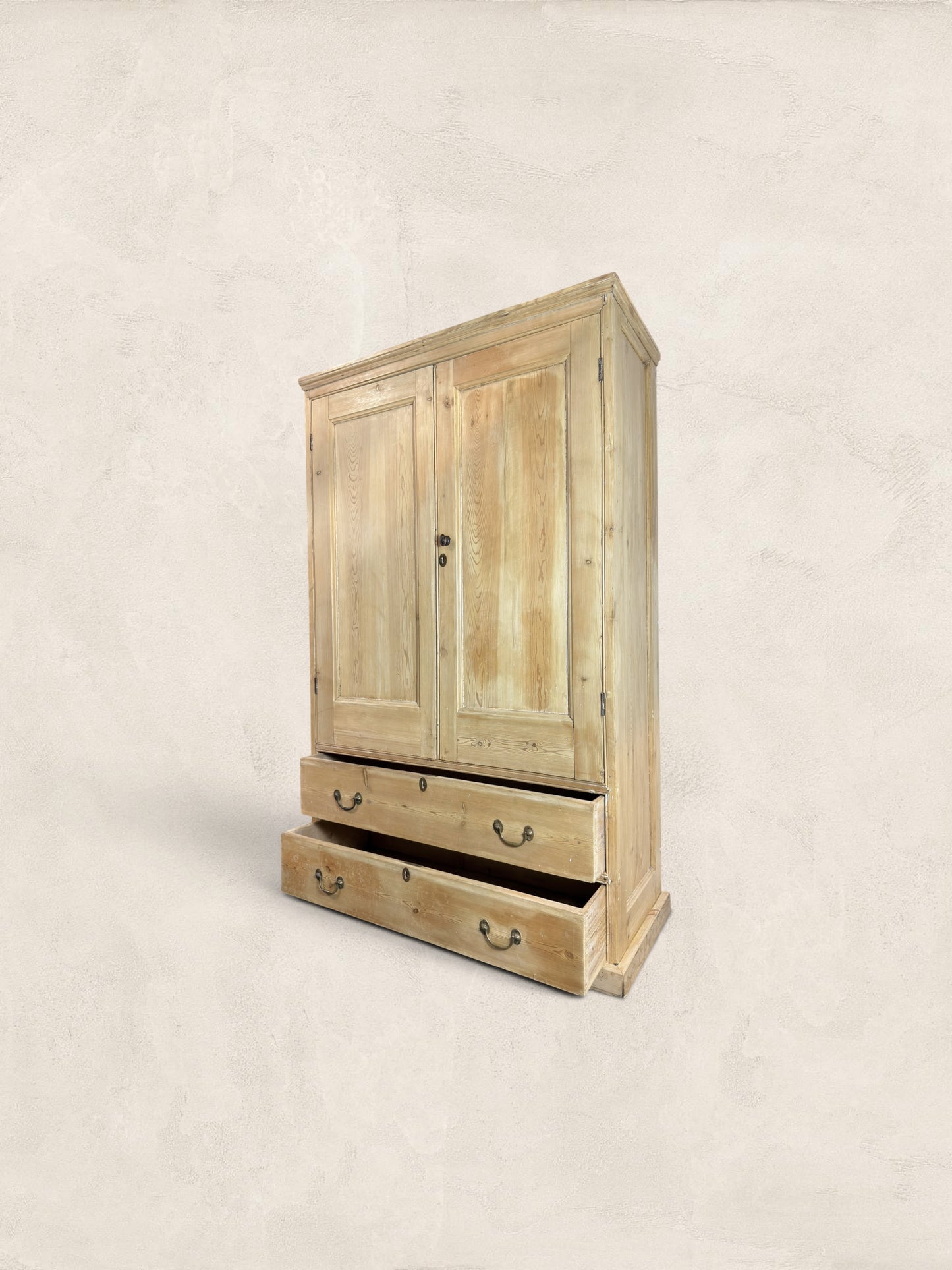Victorian English Pine Linen Press Wardrobe