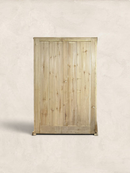 Victorian English Pine Linen Press Wardrobe