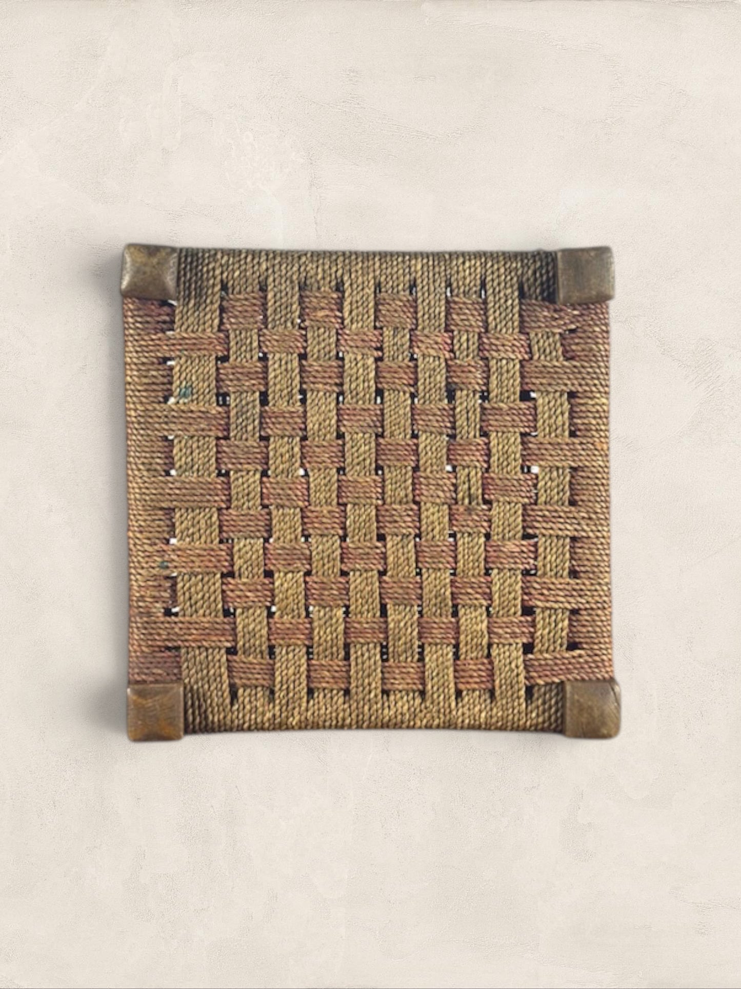 Oak Stool with Woven Rush Top