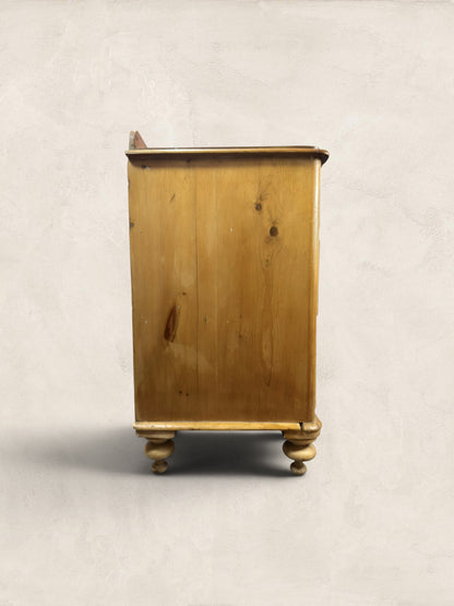 Victorian Two Over Two Pine Chest of Drawers - Turned Bun Feet