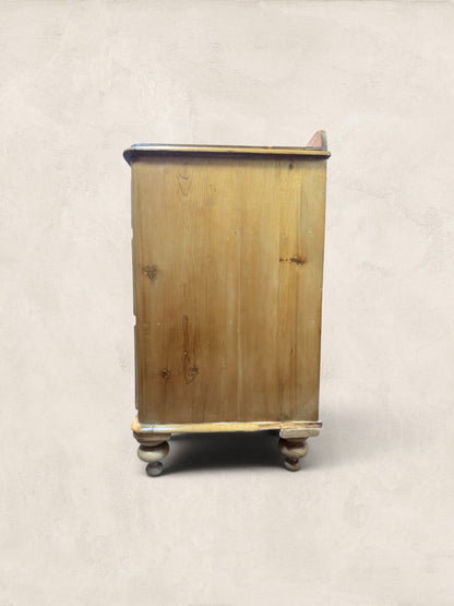 Victorian Two Over Two Pine Chest of Drawers - Turned Bun Feet