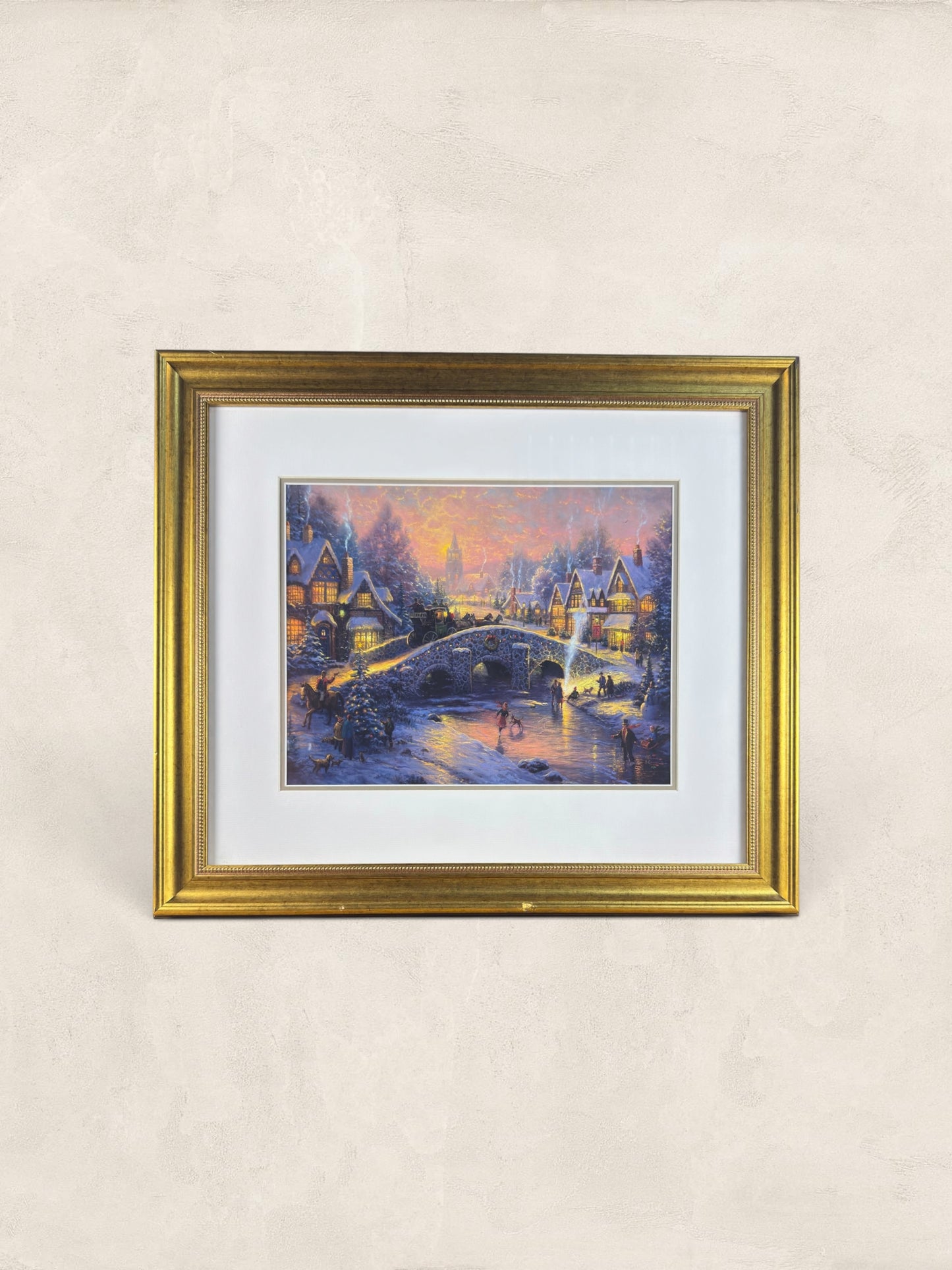 Thomas Kinkade Certified Print, Snowy Village Scene