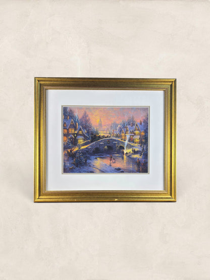Thomas Kinkade Certified Print, Snowy Village Scene