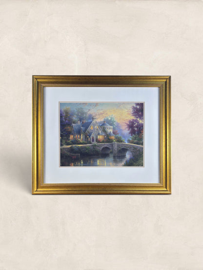 Thomas Kinkade Certified Print, Lodge House by Bridge