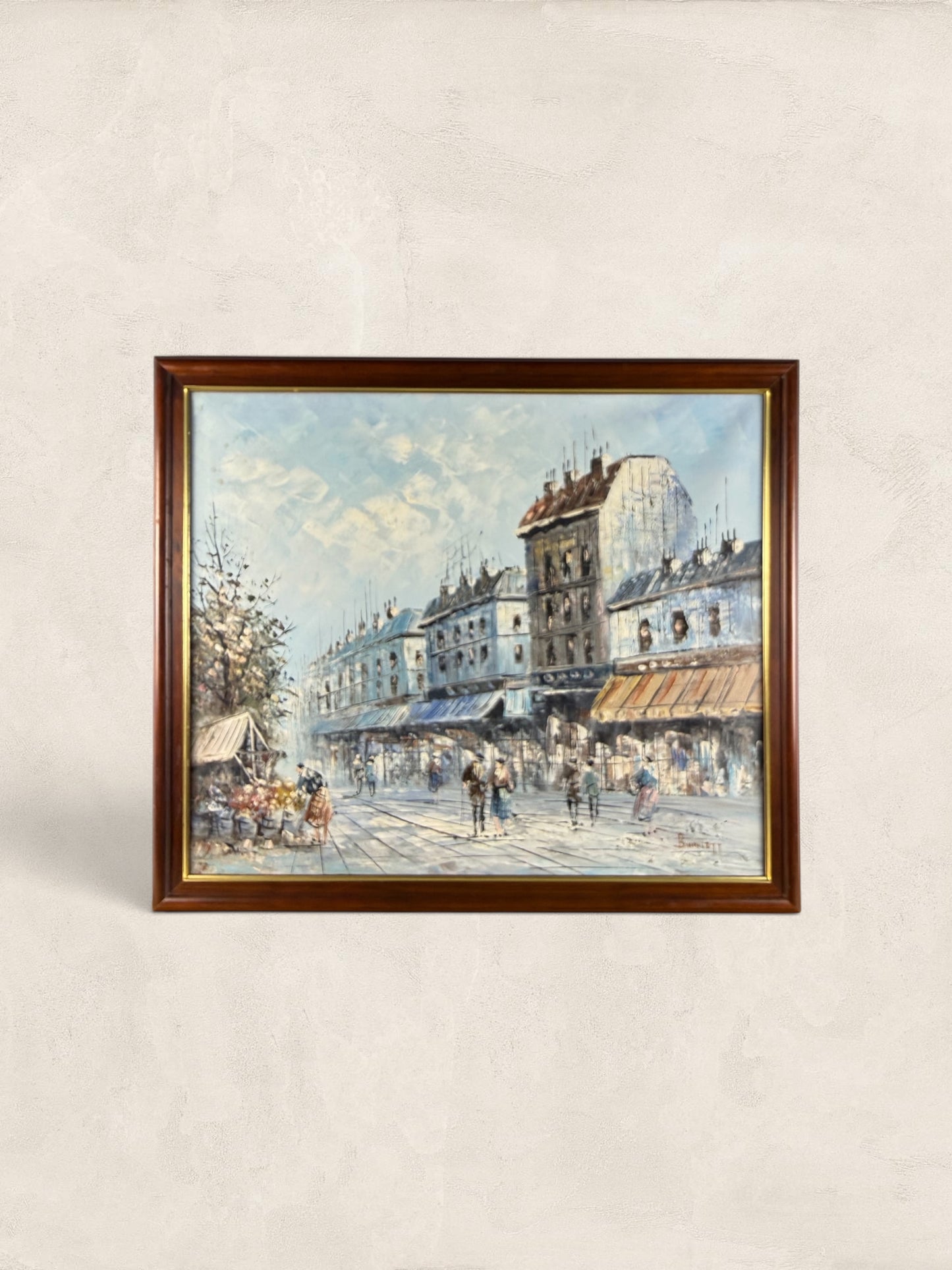 English Giclée Paris Street Scene, Signed
