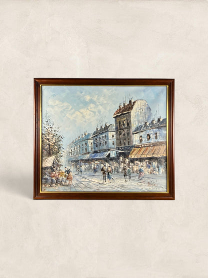 English Giclée Paris Street Scene, Signed