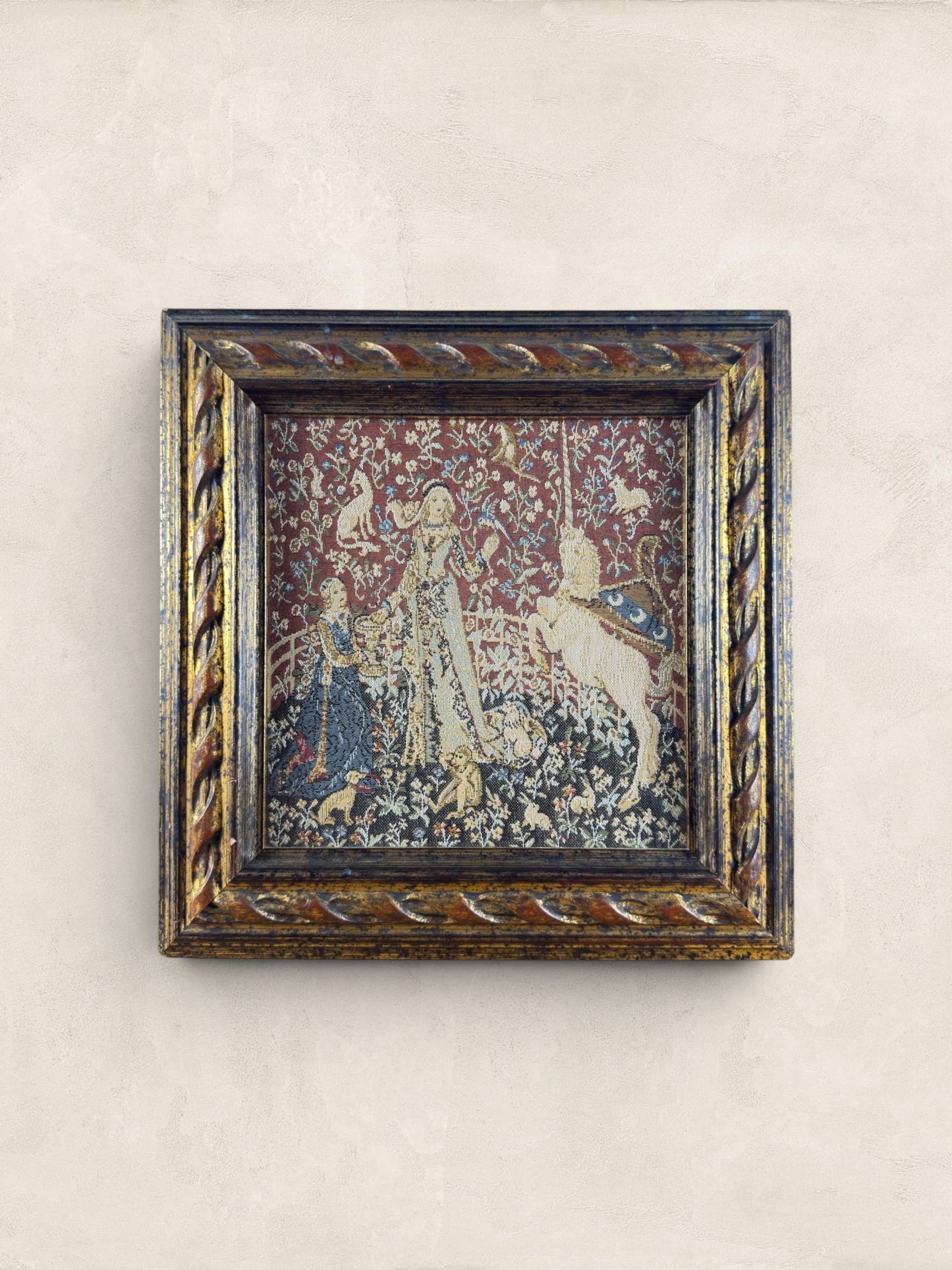 English Framed Tapestry, The Lady and the Unicorn