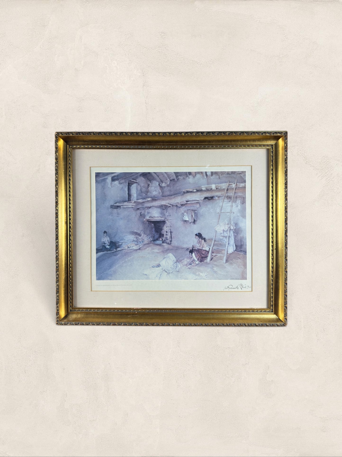 English Russell Flint Print: 'A Scrap of Newspaper'