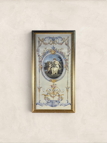 English Framed Rococo-Style Decorative Print
