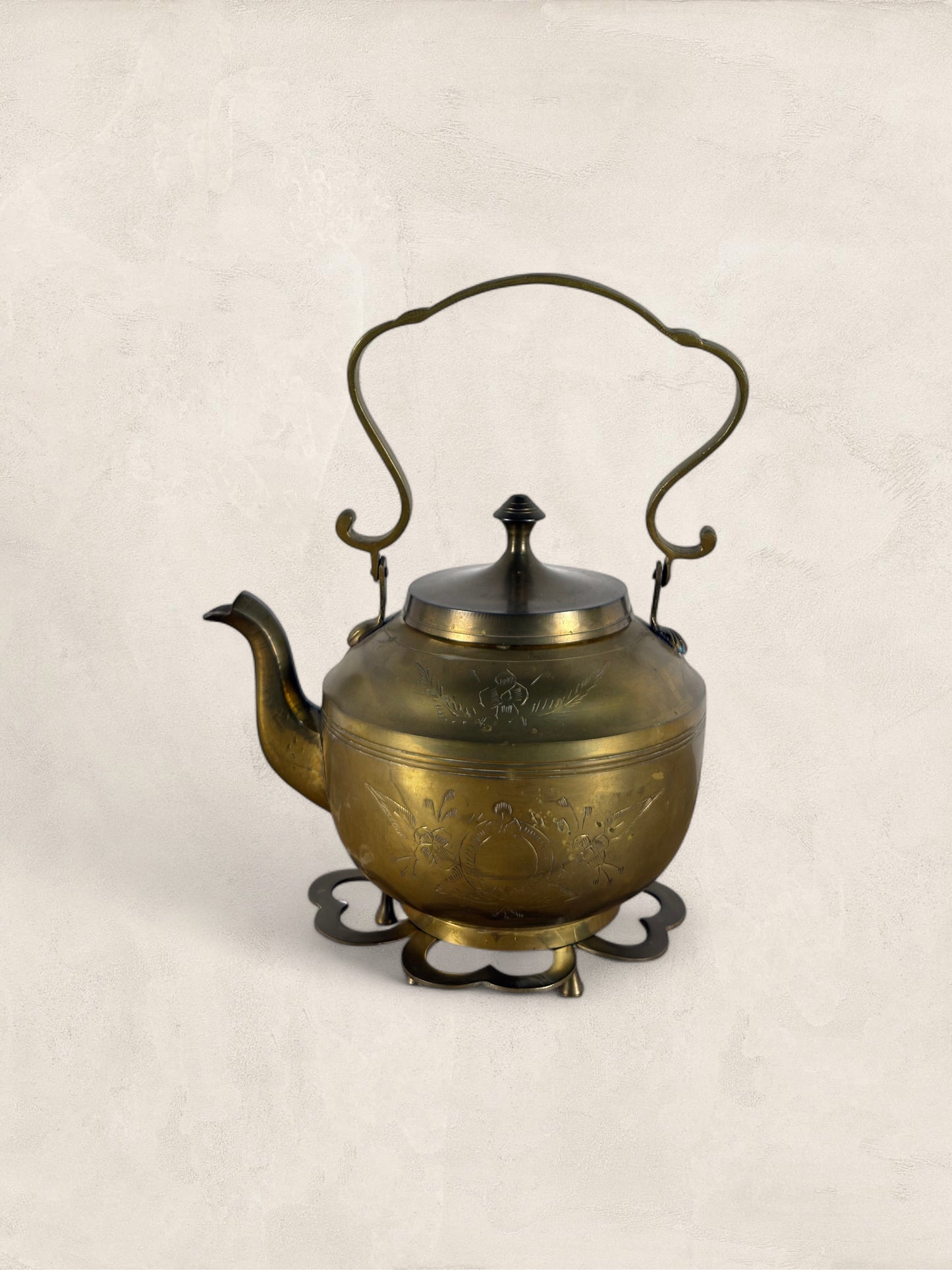 English Brass Teapot with Stand