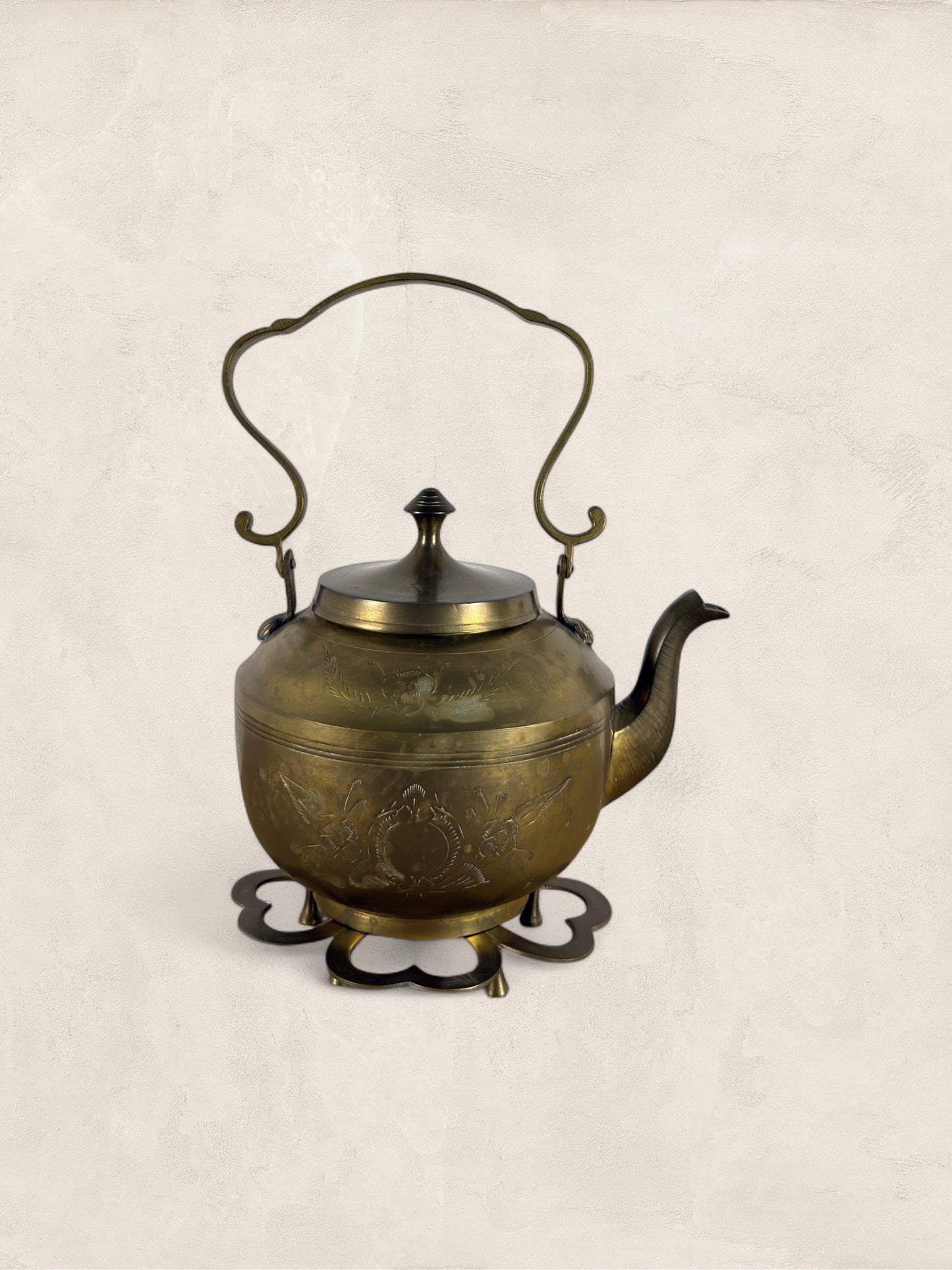 English Brass Teapot with Stand