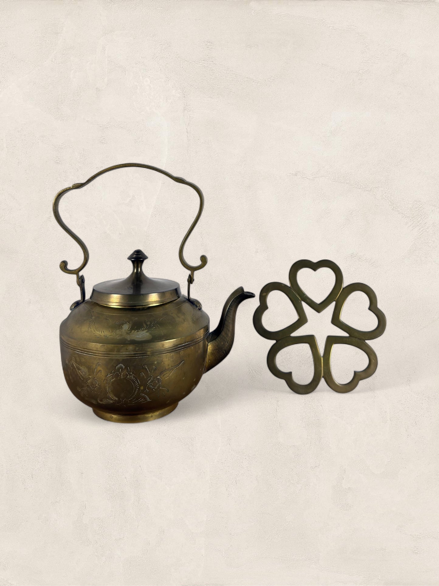 English Brass Teapot with Stand
