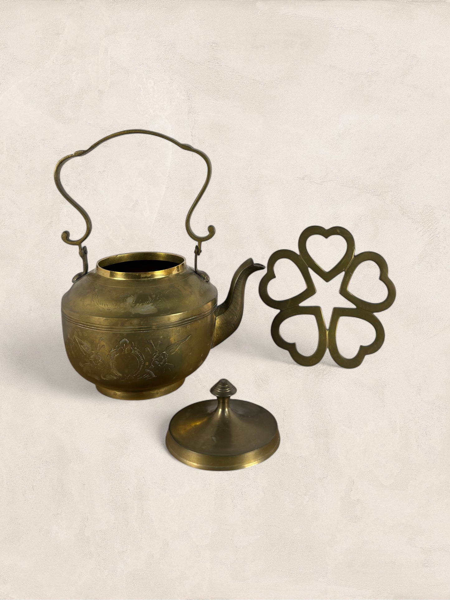 English Brass Teapot with Stand