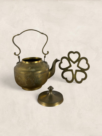 English Brass Teapot with Stand