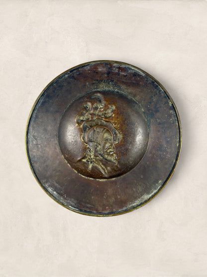 English Repoussé Brass Wall Charger With Renaissance Portrait