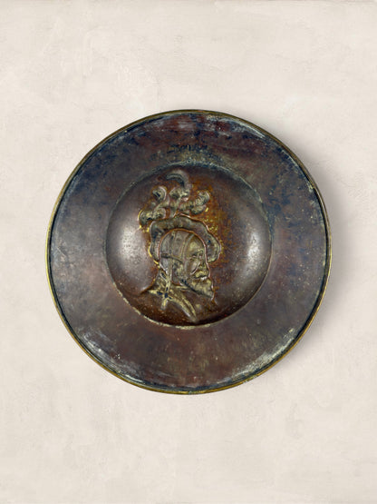 English Repoussé Brass Wall Charger With Renaissance Portrait