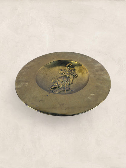 English Repoussé Brass Wall Charger With Renaissance Portrait