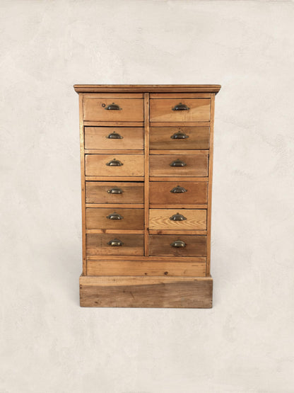 Victorian Pine 12-Drawer Apothecary Cabinet, circa 1900