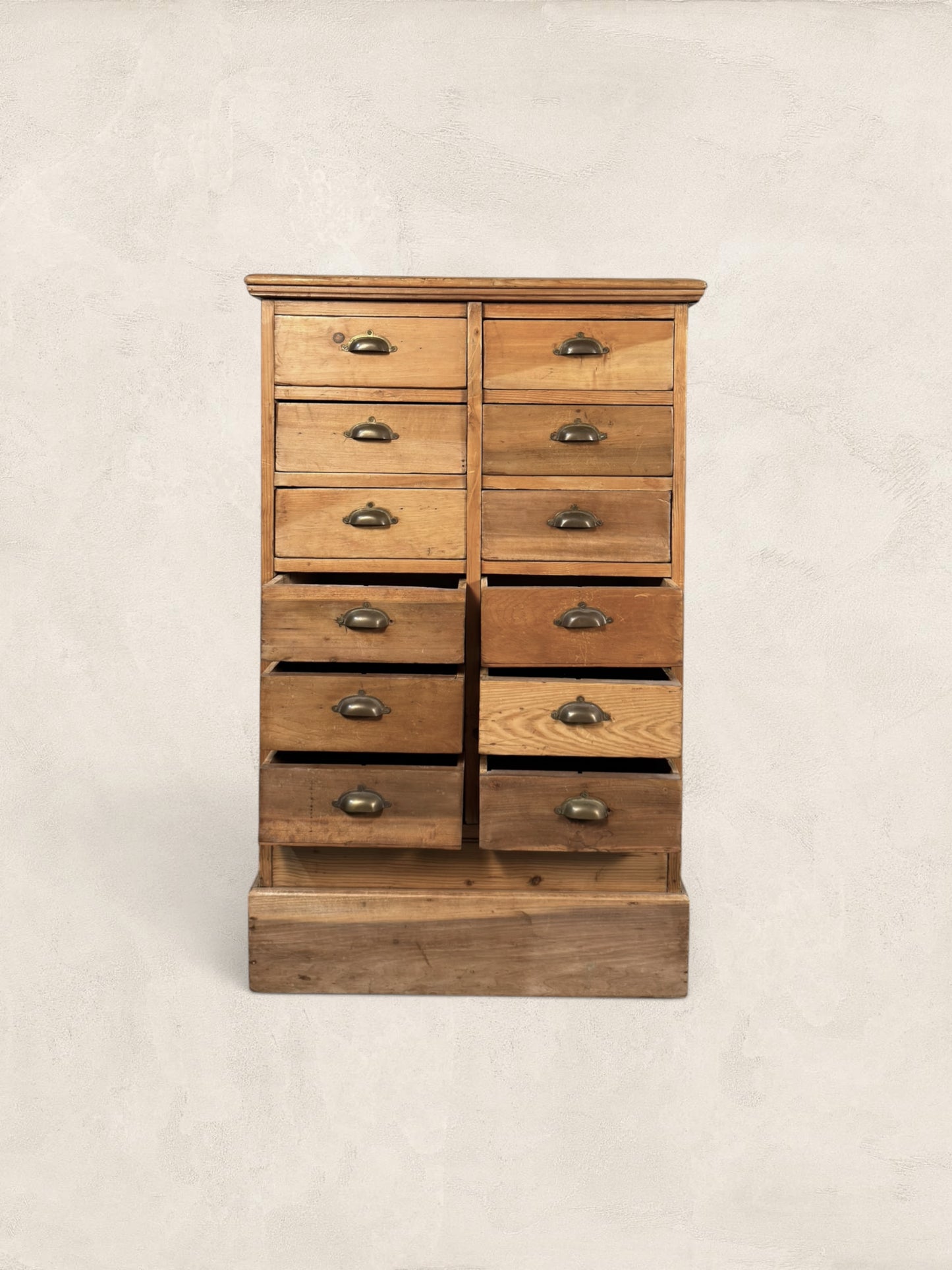 Victorian Pine 12-Drawer Apothecary Cabinet, circa 1900