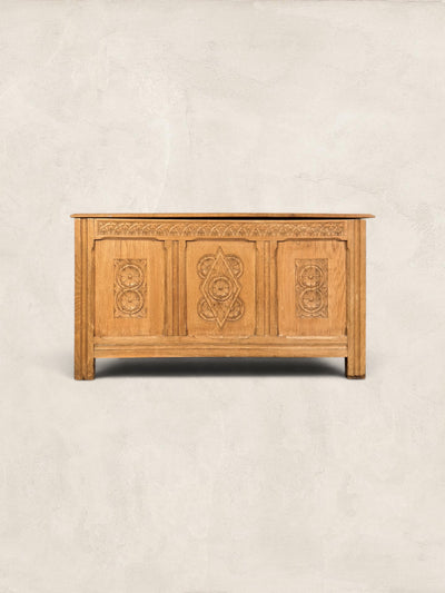 Carved English Oak Blanket Box
