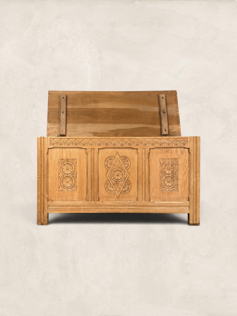 Carved English Oak Blanket Box
