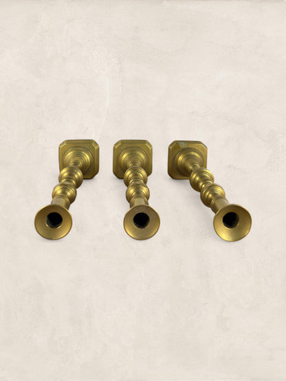 English Brass Candlesticks, Set of 3