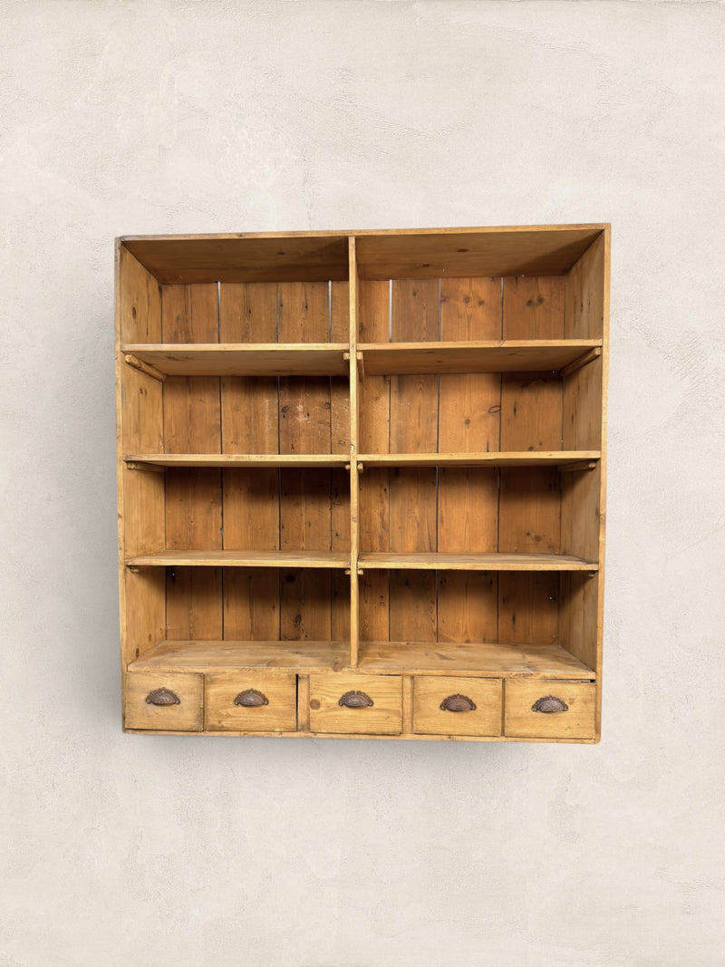 Large Victorian Pine Double Bookcase with Drawers - circa 1900