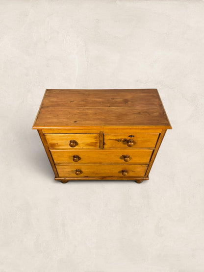 Victorian English Pine 2 Over 2 Chest of Drawers