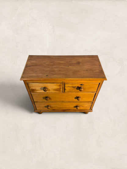 Victorian English Pine 2 Over 2 Chest of Drawers