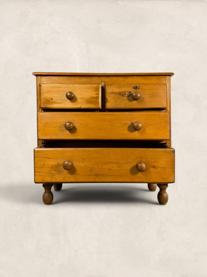 Victorian English Pine 2 Over 2 Chest of Drawers