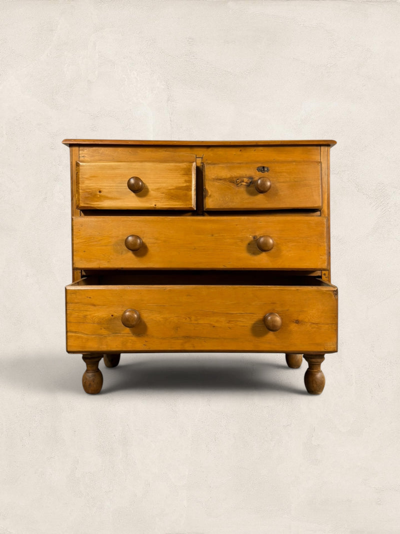 Victorian English Pine 2 Over 2 Chest of Drawers