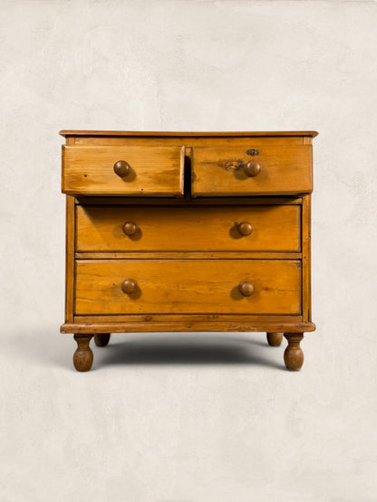 Victorian English Pine 2 Over 2 Chest of Drawers