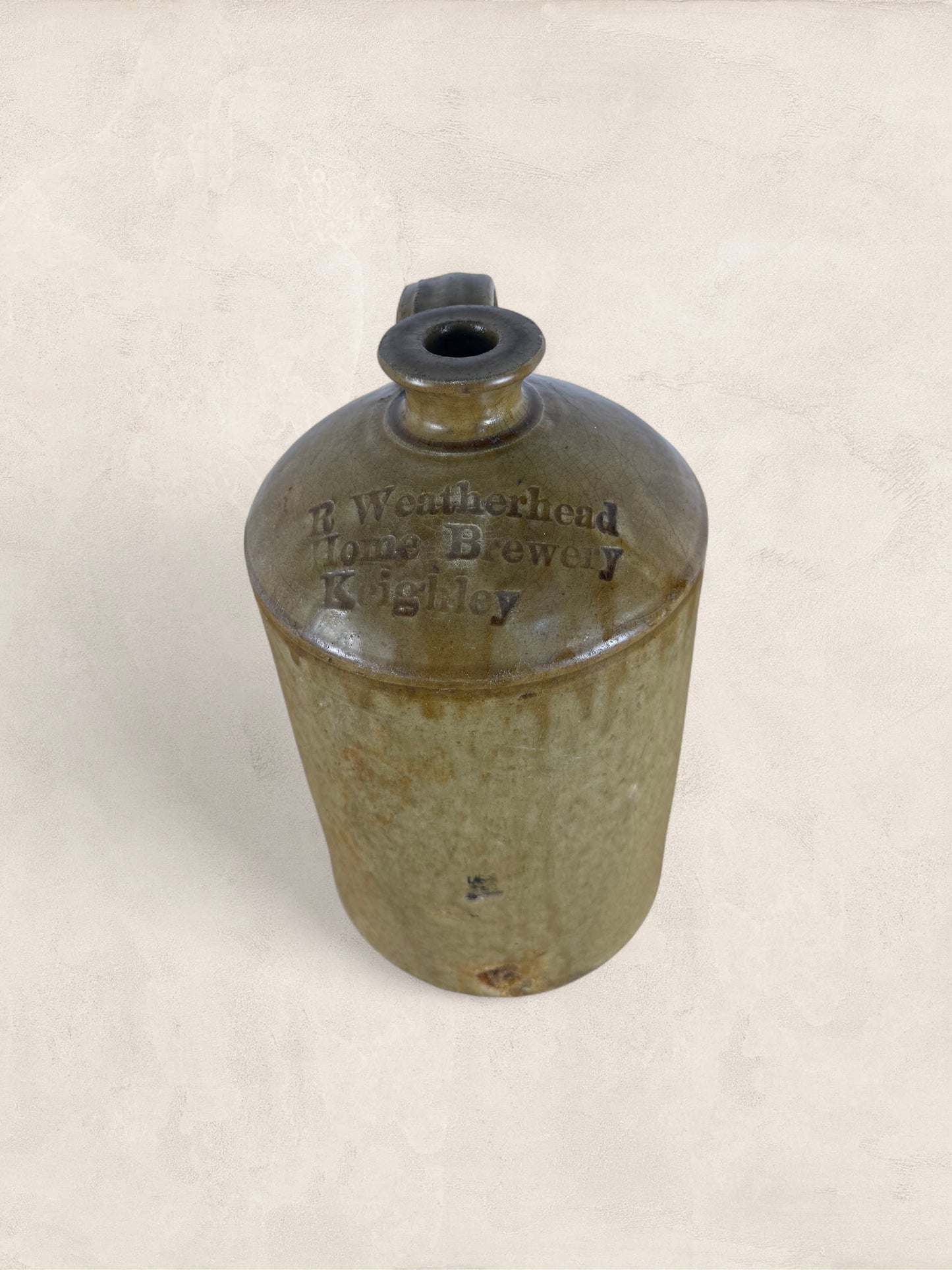 English Weatherhead Salt-Glazed Stoneware Flagon