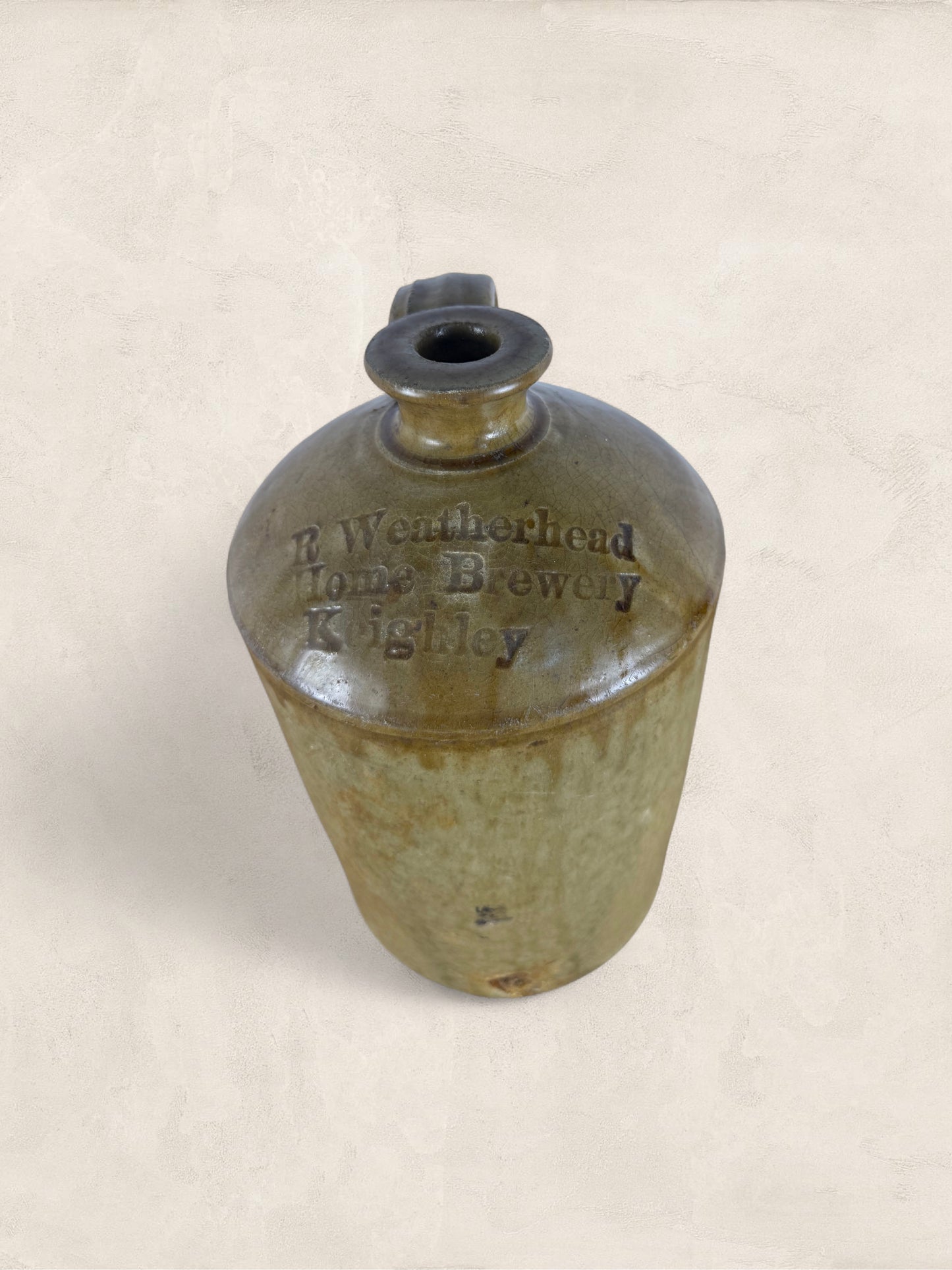 English Weatherhead Salt-Glazed Stoneware Flagon