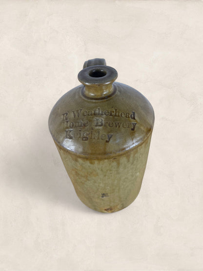 English Weatherhead Salt-Glazed Stoneware Flagon