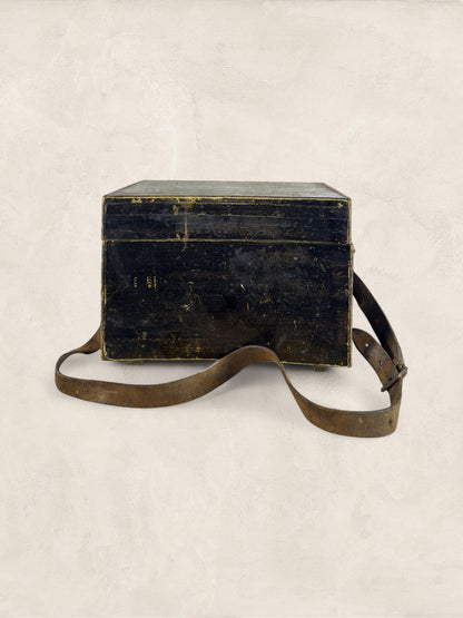 English Pine Angler’s Fishing Tackle Box with Leather Strap