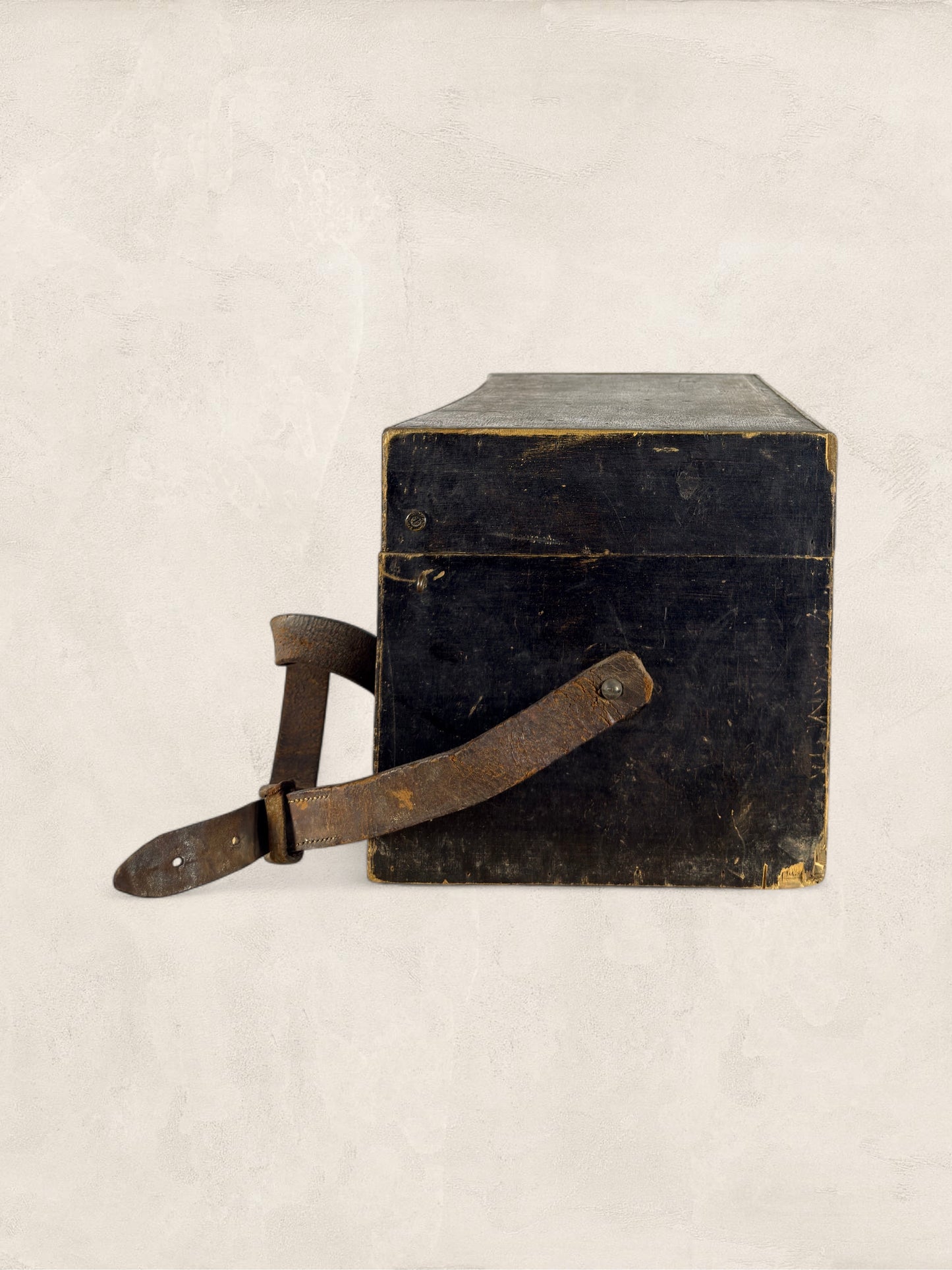 English Pine Angler’s Fishing Tackle Box with Leather Strap