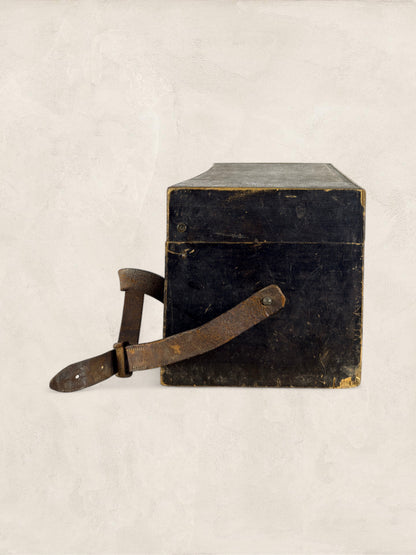 English Pine Angler’s Fishing Tackle Box with Leather Strap