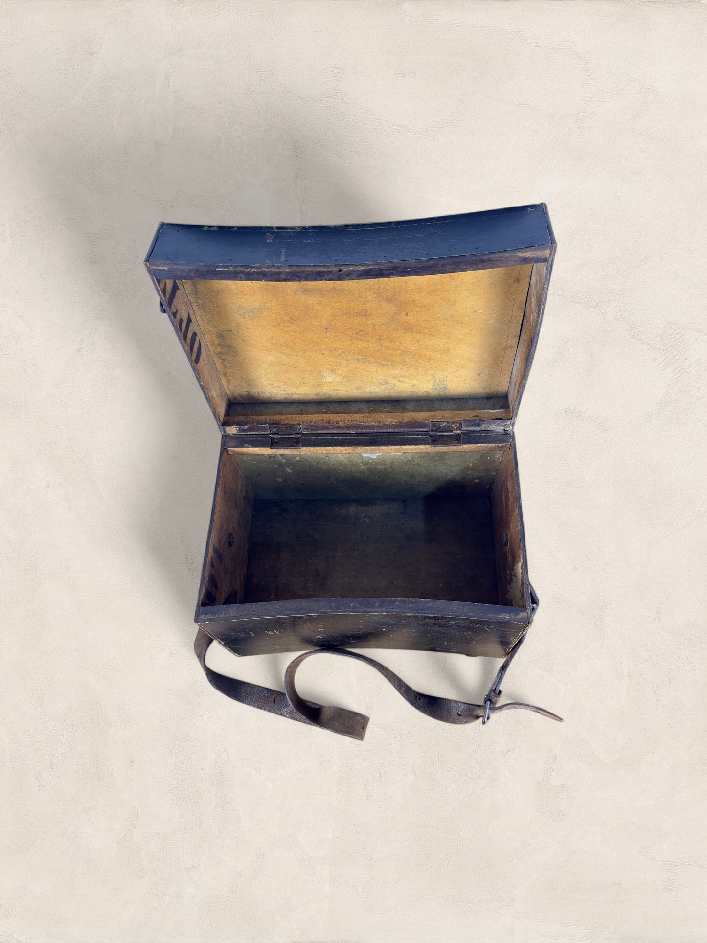 English Pine Angler’s Fishing Tackle Box with Leather Strap