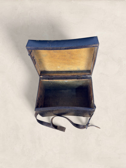 English Pine Angler’s Fishing Tackle Box with Leather Strap